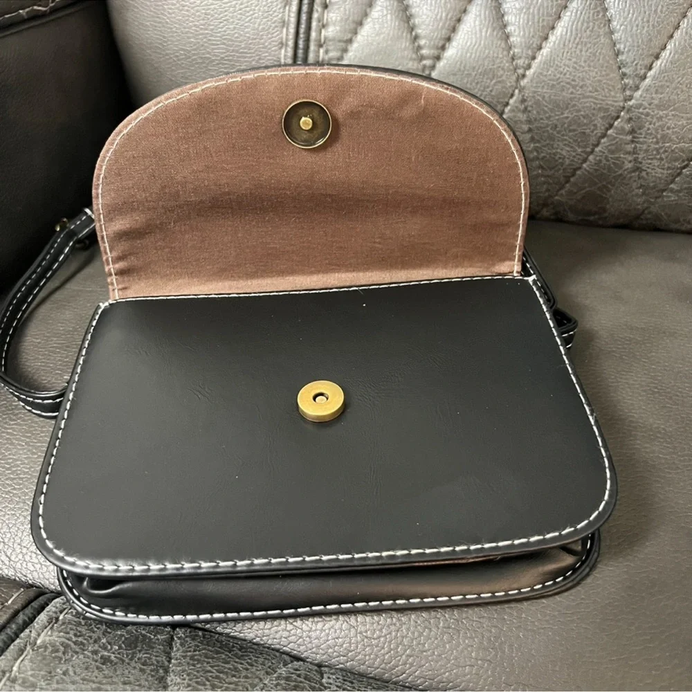 🎁FREE W $35 PURCHASE Faux Leather Handbag Bag Crossbody Satchel Gift Minimalist - Picture 5 of 14